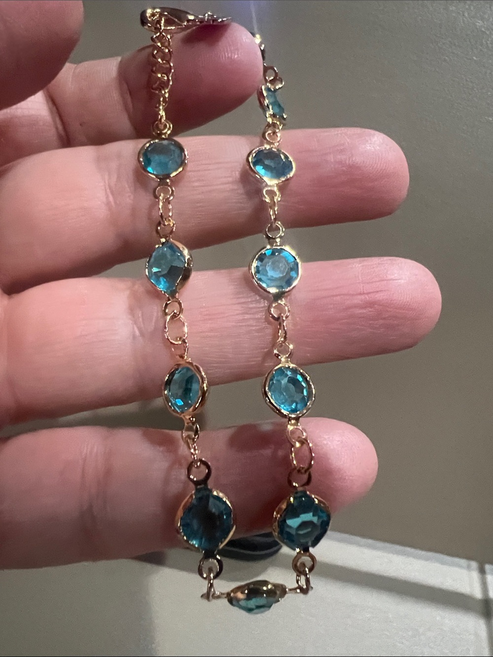 18K Gold plated Bracelet with Blue Gemstone Accents